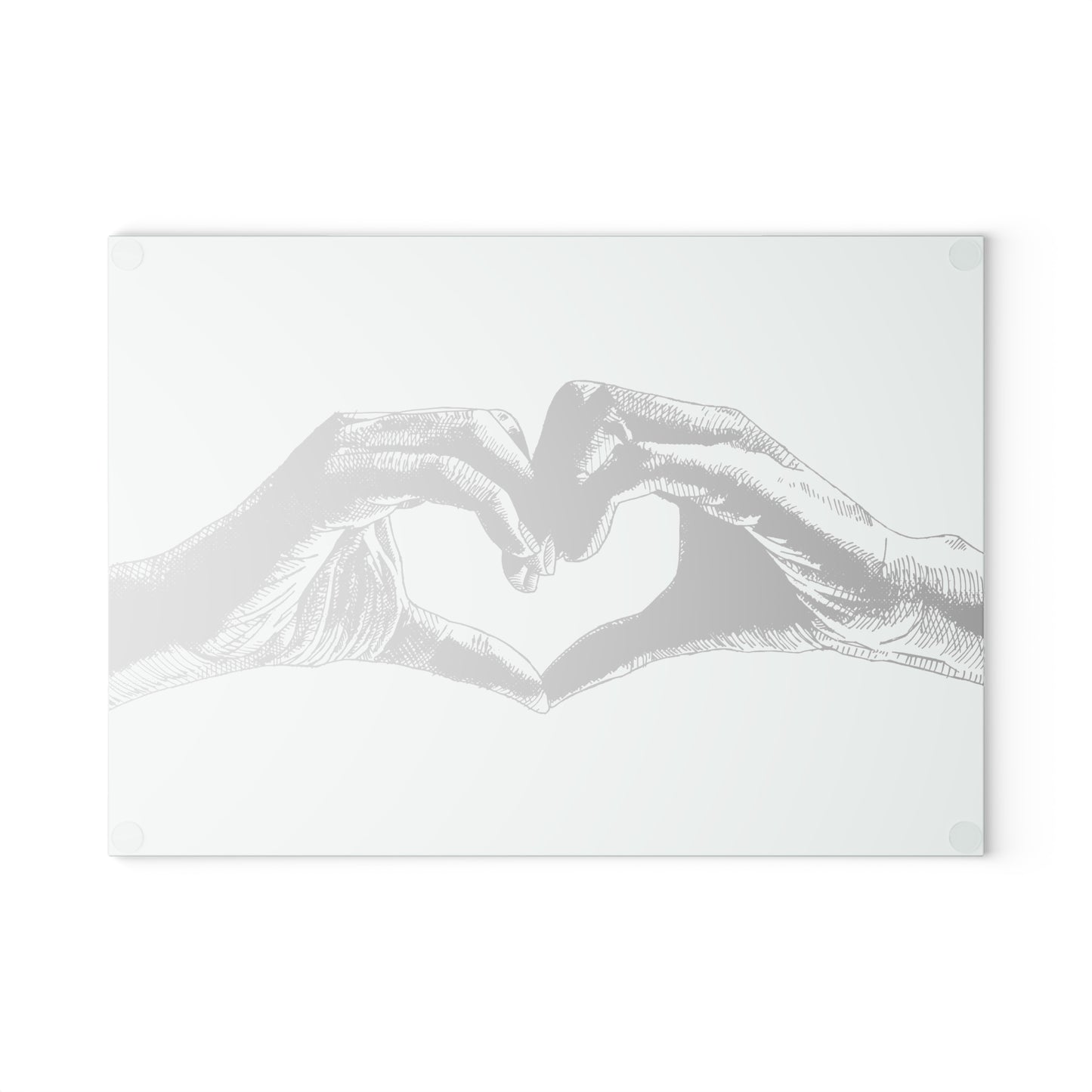 Openhearted Heart Hands Glass Cutting Board