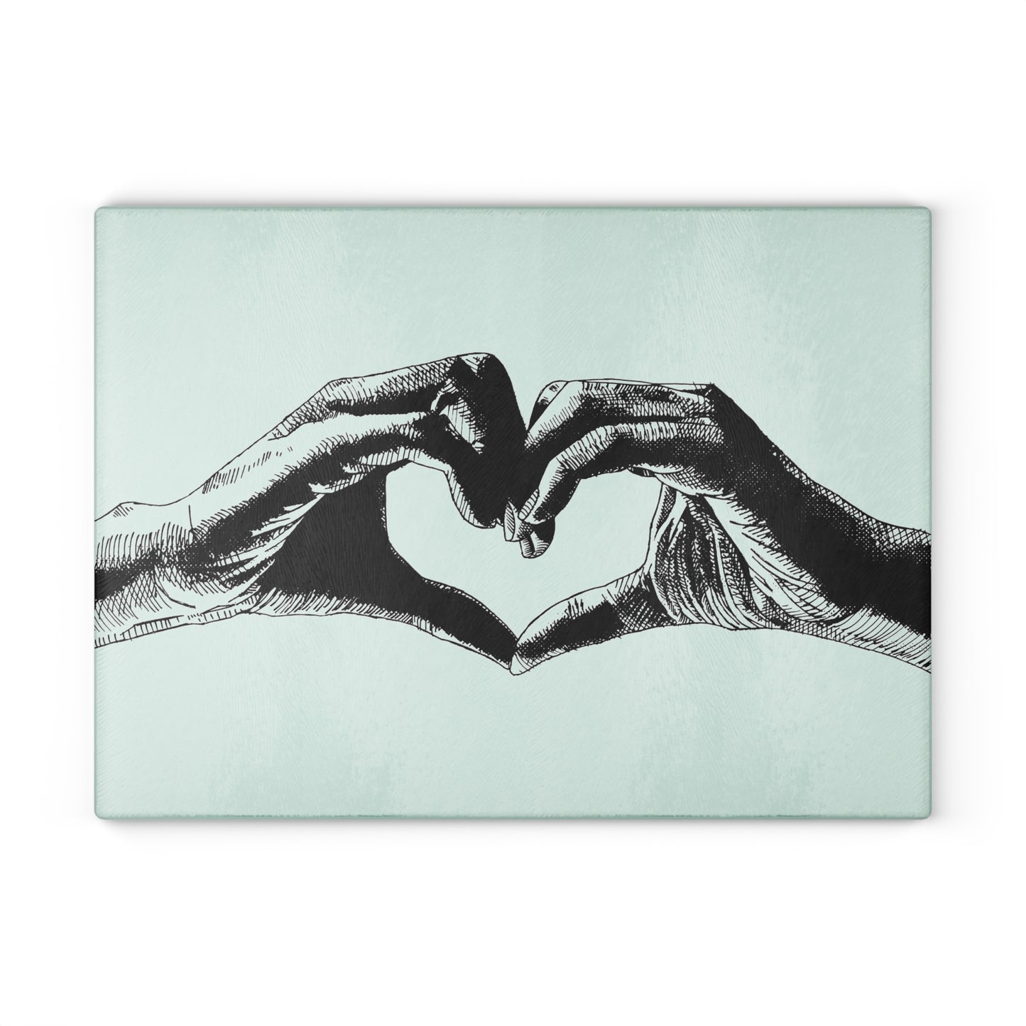 Openhearted Heart Hands Glass Cutting Board