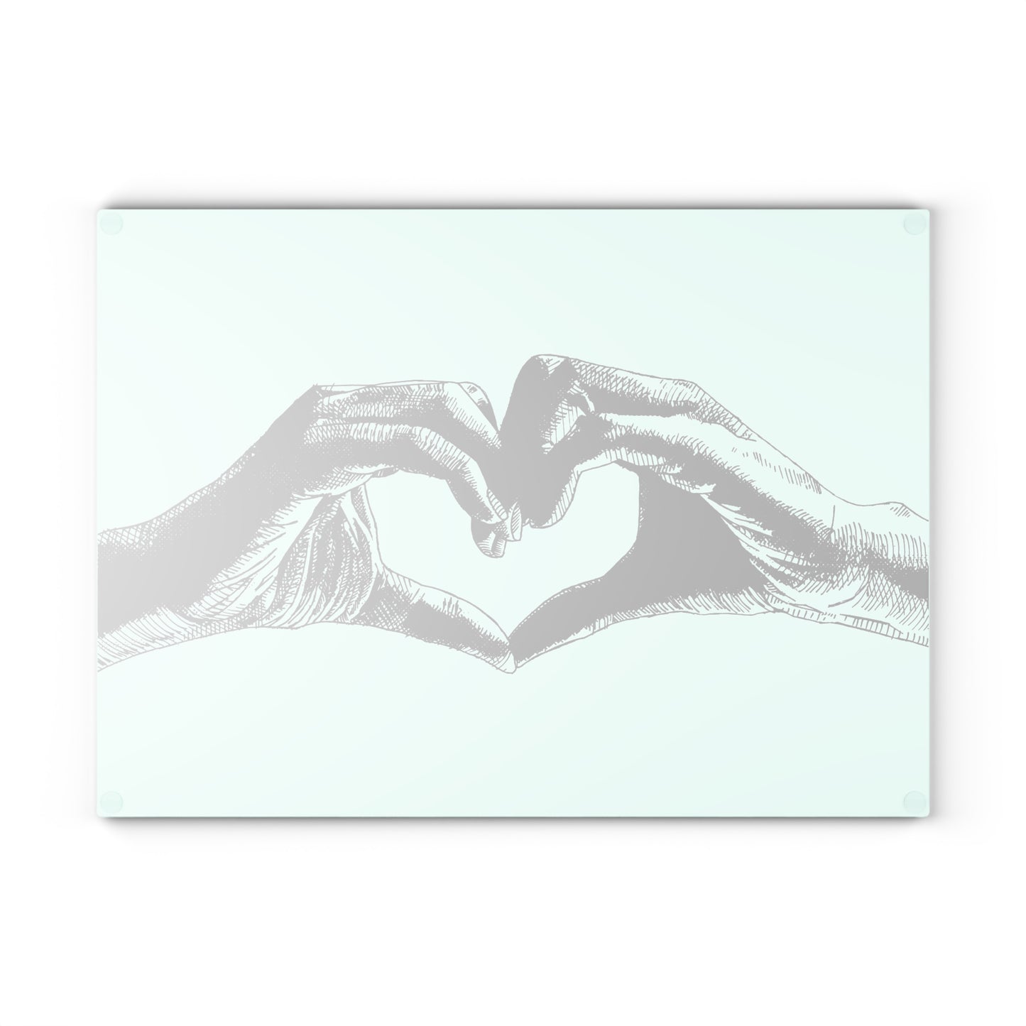 Openhearted Heart Hands Glass Cutting Board