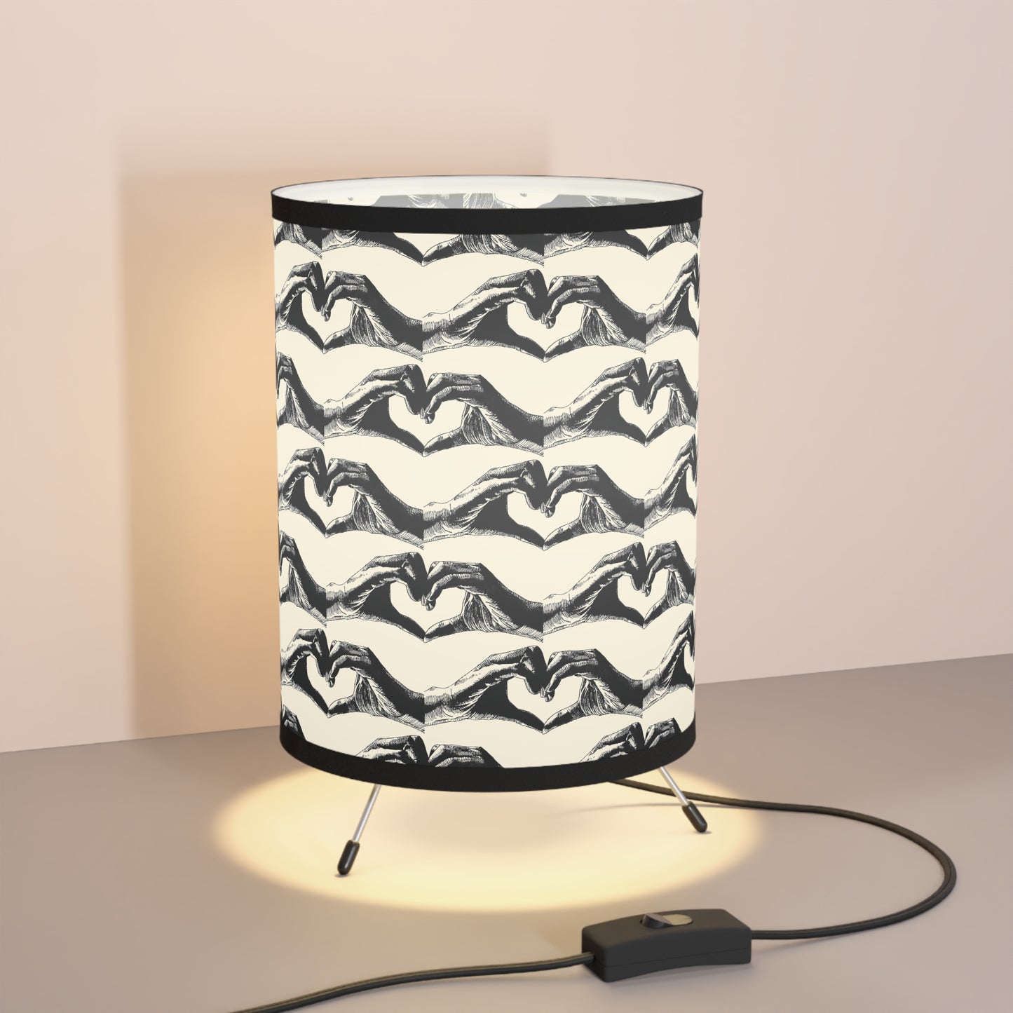 Openhearted Heart Hands Tripod Lamp with High-Res Printed Shade, US\CA plug