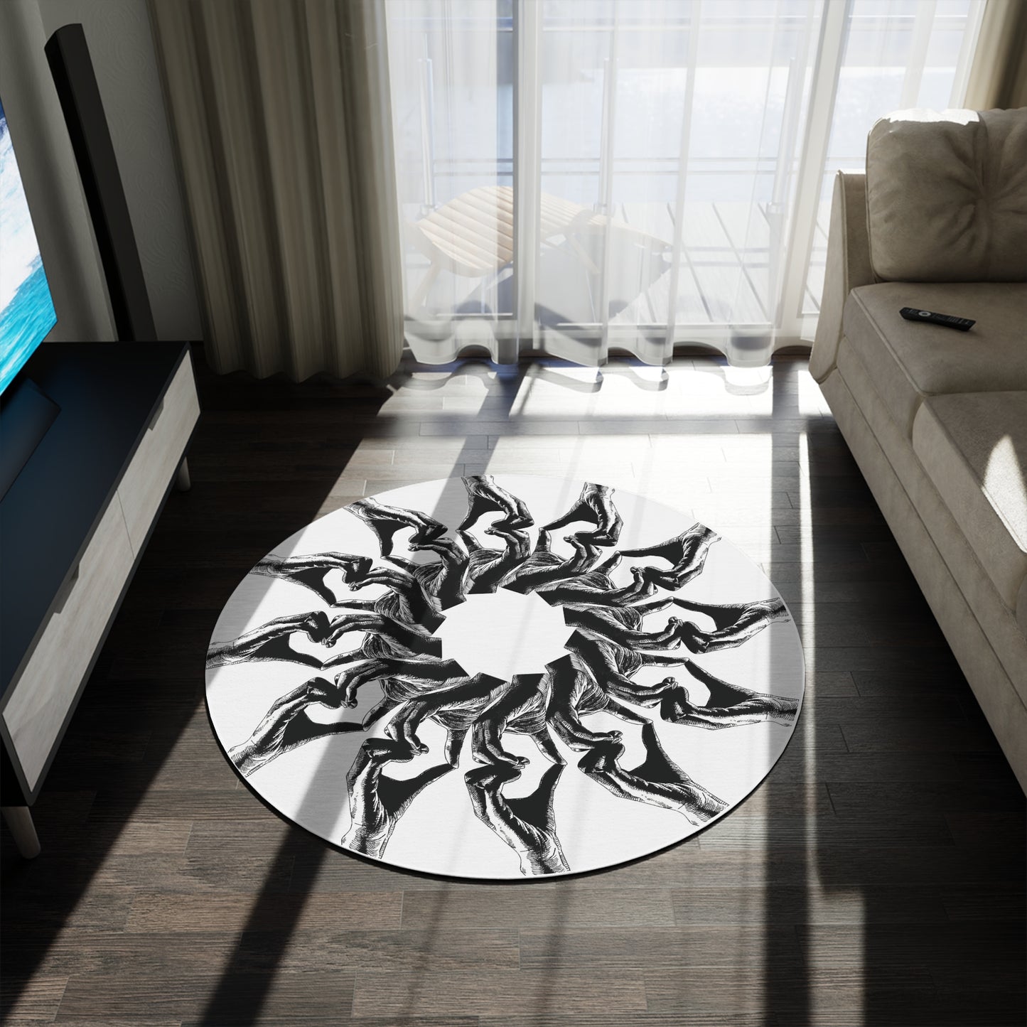 Openhearted Heart Hands Dilating Pupil Round Rug