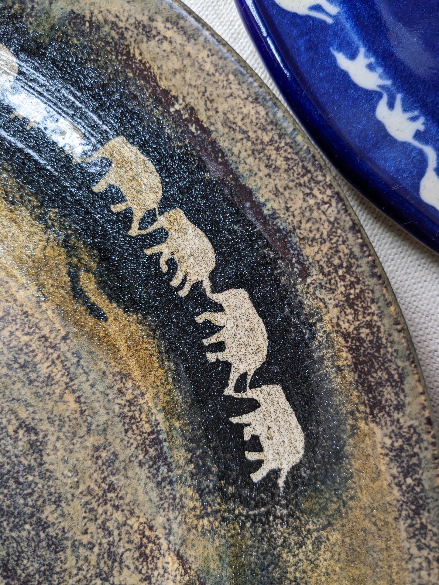 Elephant Parade Cobalt, Black, and Gold Stoneware Dinnerware