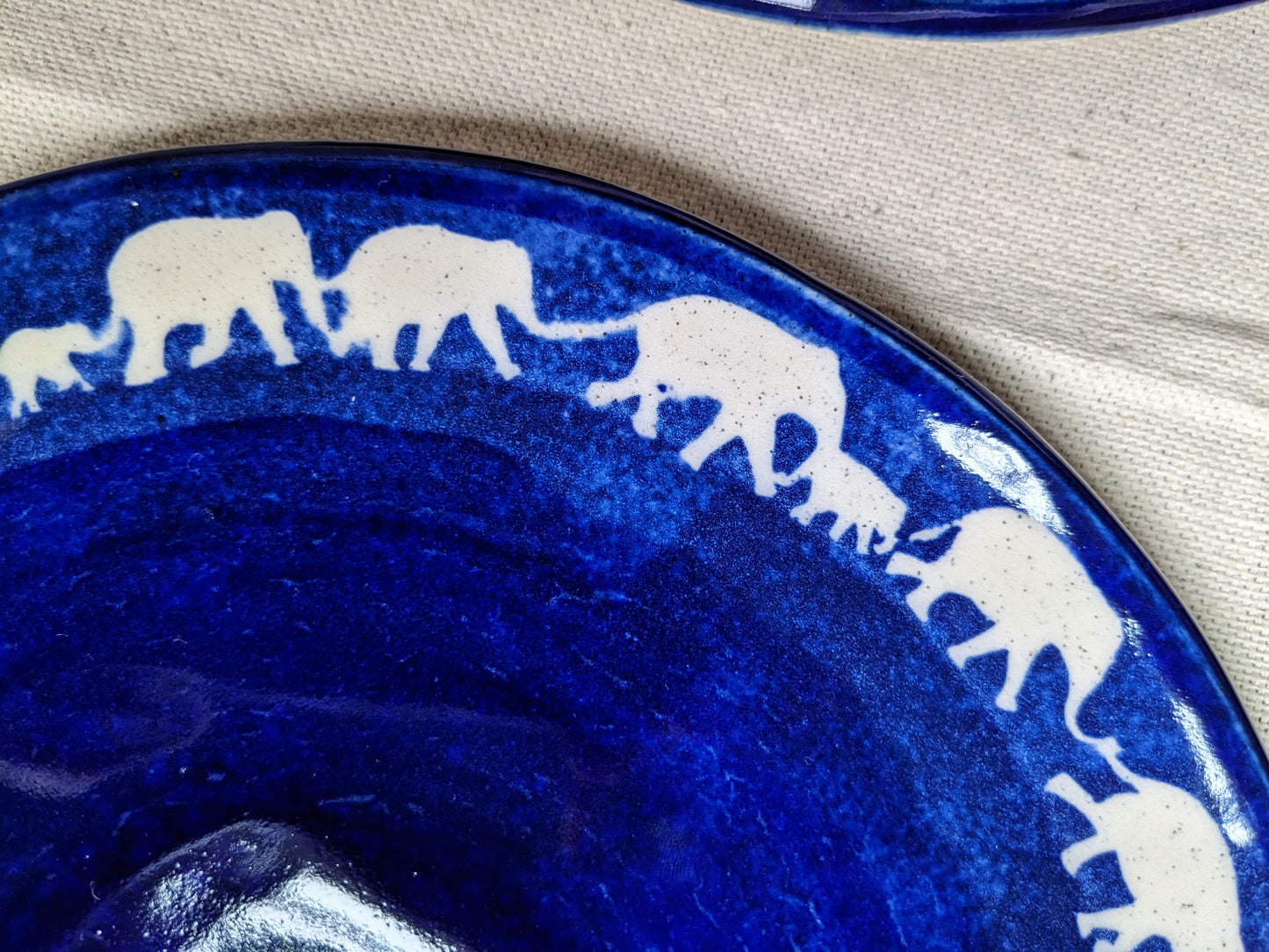 Elephant Parade Cobalt, Black, and Gold Stoneware Dinnerware