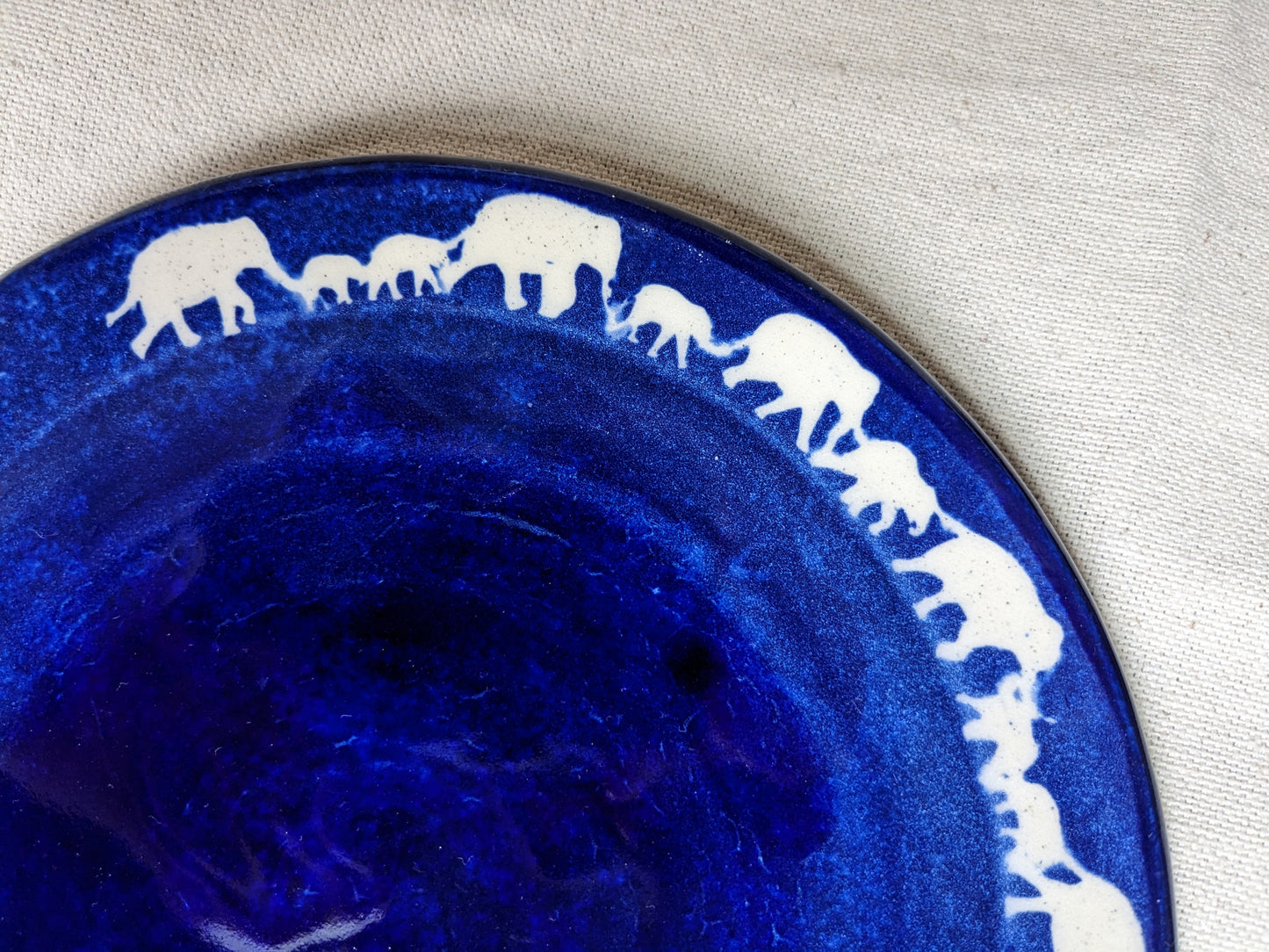 Elephant Parade Cobalt, Black, and Gold Stoneware Dinnerware