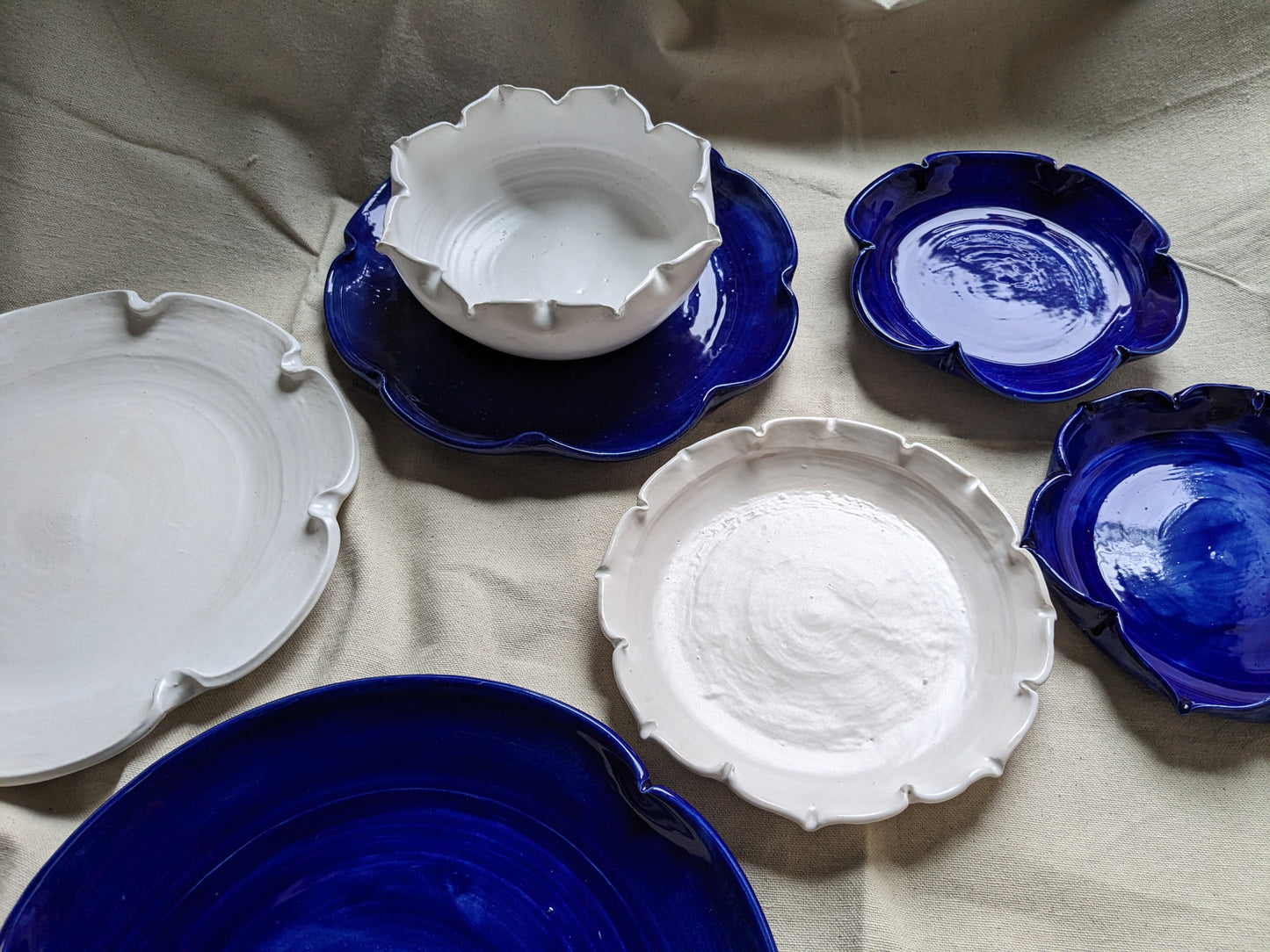 White and Blue Cobalt Lotus Stoneware Dinnerware