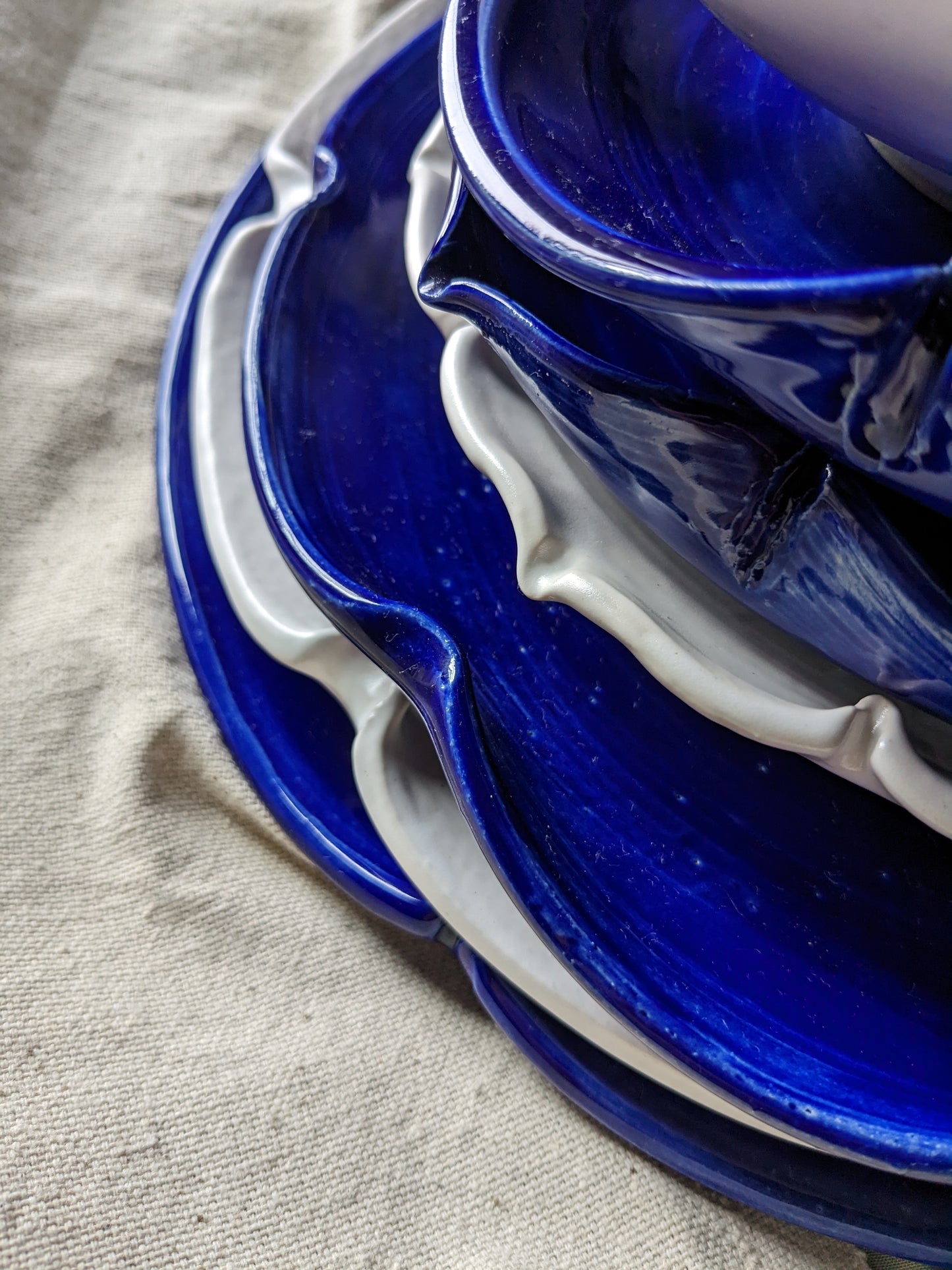 White and Blue Cobalt Lotus Stoneware Dinnerware