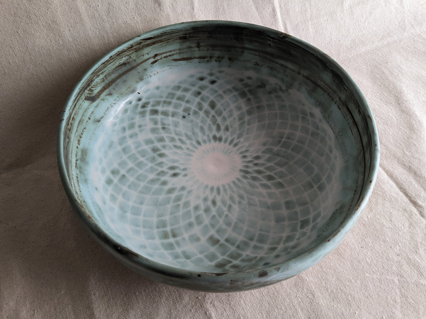 Caffeinated Spider × Emergent Lotus 11.5" Diameter Statement Liberty Green Bowl (in-person pickup only)