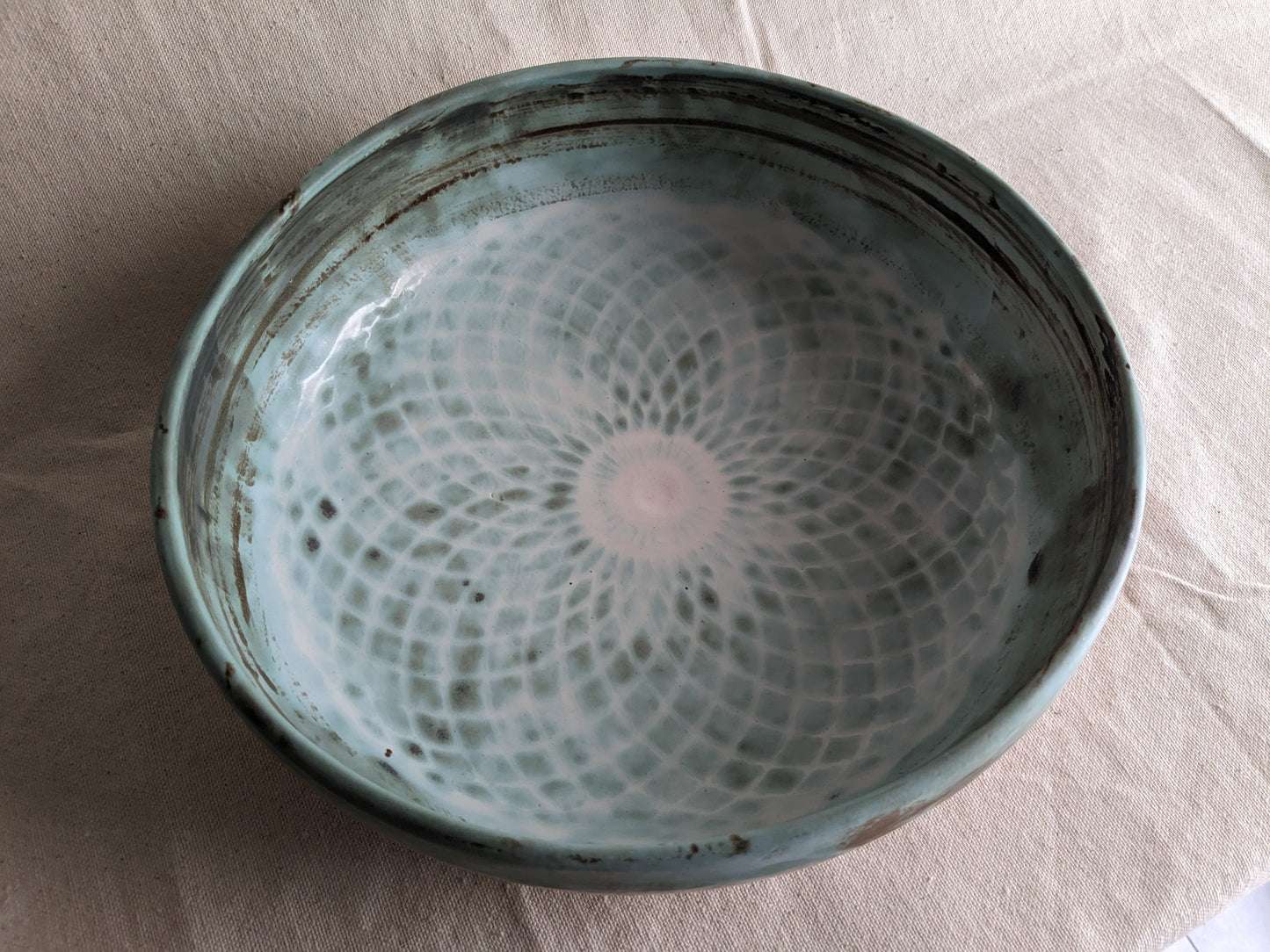 Caffeinated Spider × Emergent Lotus 11.5" Diameter Statement Liberty Green Bowl (in-person pickup only)