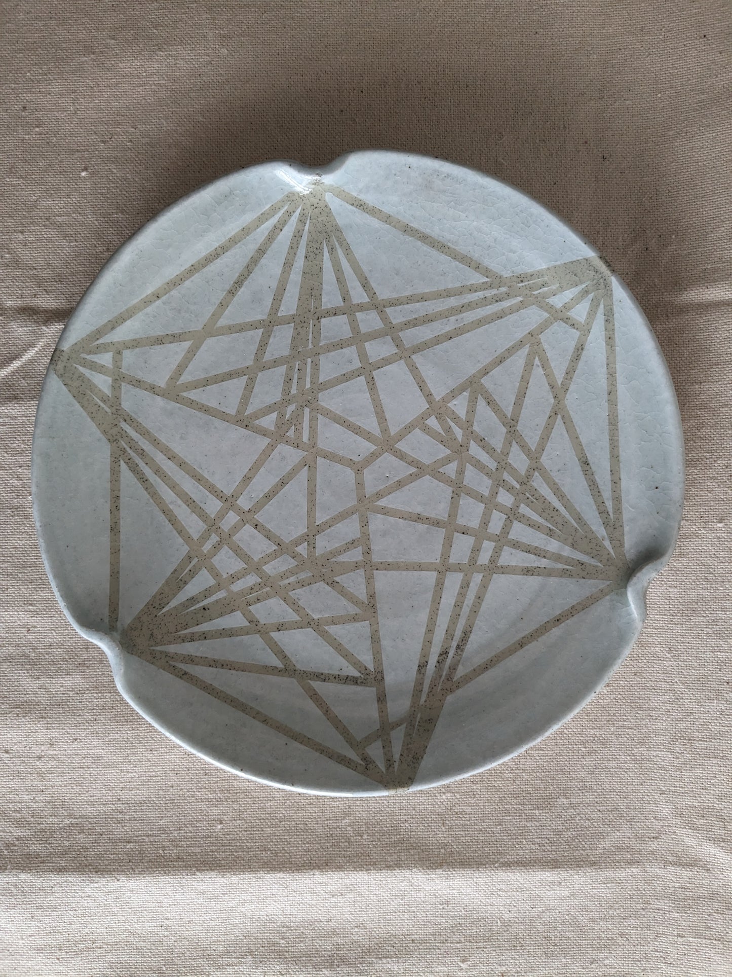 Caffeinated Spider × Emergent Lotus 9" Diameter Opaque Aqua Celadon and Vanilla Bean Stoneware Plate (in-person pickup only)