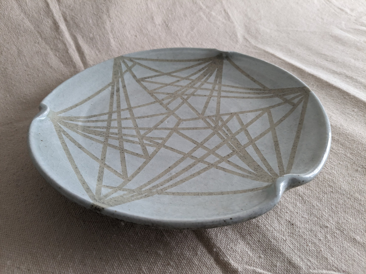 Caffeinated Spider × Emergent Lotus 9" Diameter Opaque Aqua Celadon and Vanilla Bean Stoneware Plate (in-person pickup only)