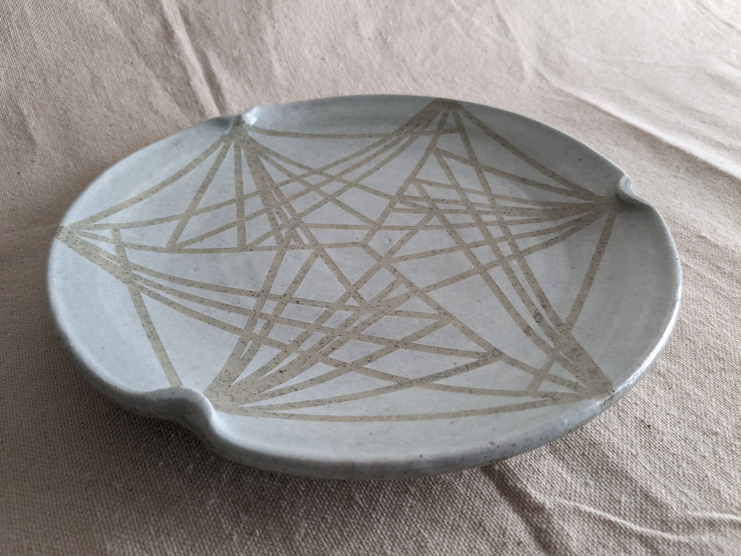 Caffeinated Spider × Emergent Lotus 9" Diameter Opaque Aqua Celadon and Vanilla Bean Stoneware Plate (in-person pickup only)