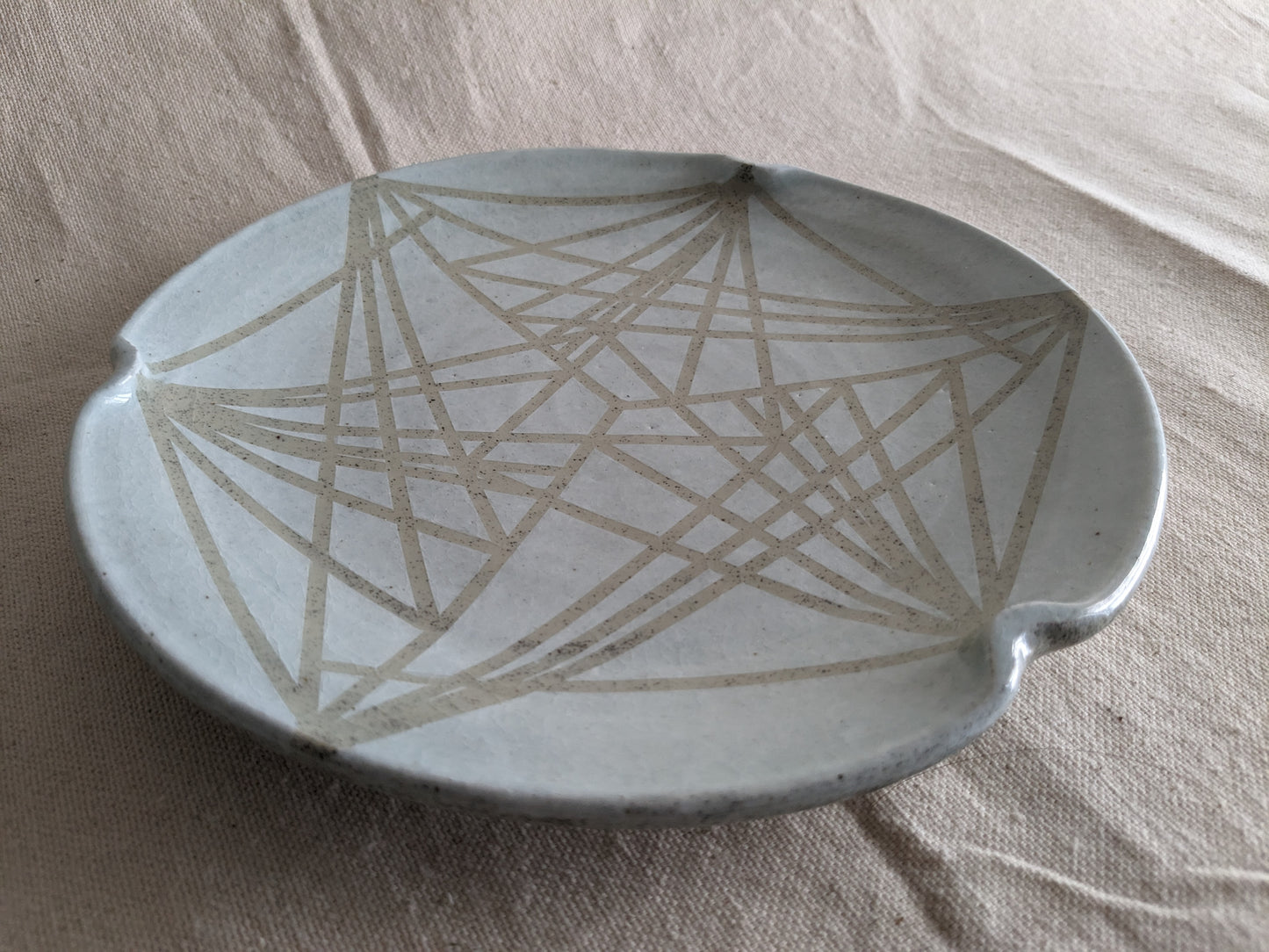 Caffeinated Spider × Emergent Lotus 9" Diameter Opaque Aqua Celadon and Vanilla Bean Stoneware Plate (in-person pickup only)