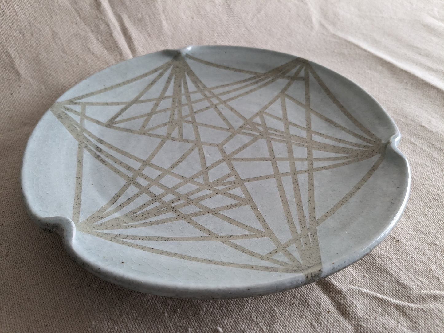 Caffeinated Spider × Emergent Lotus 9" Diameter Opaque Aqua Celadon and Vanilla Bean Stoneware Plate (in-person pickup only)