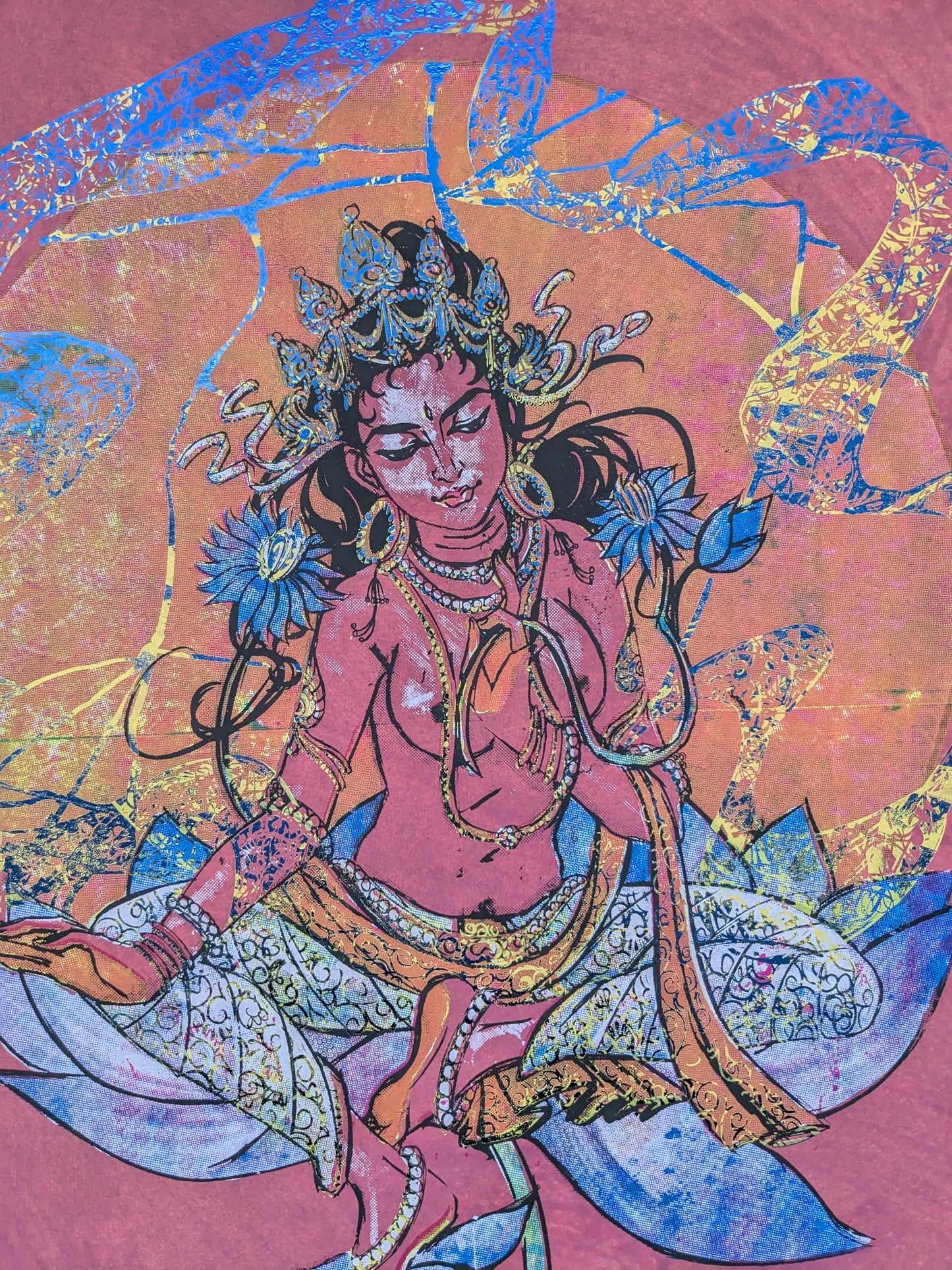 Goddess of Compassion (Rainbow Kintsugi Tara) Painting (Magenta) (in-person pickup only)