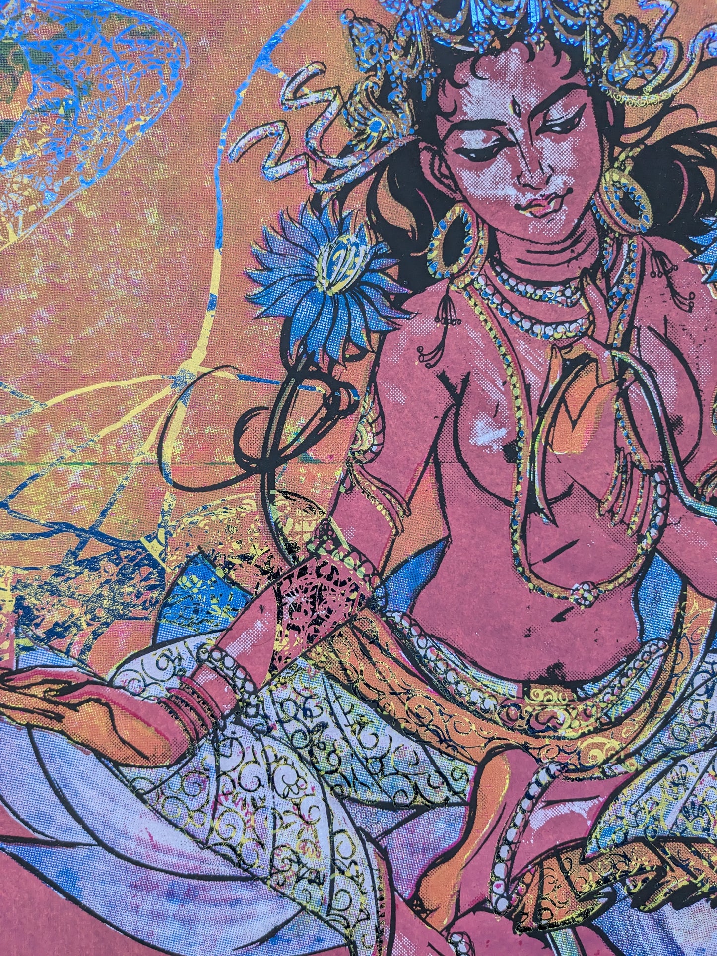 Goddess of Compassion (Rainbow Kintsugi Tara) Painting (Magenta) (in-person pickup only)