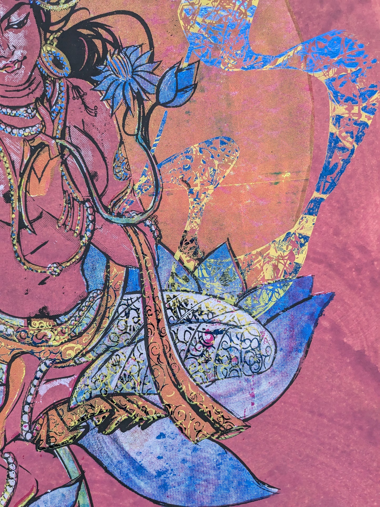 Goddess of Compassion (Rainbow Kintsugi Tara) Painting (Magenta) (in-person pickup only)